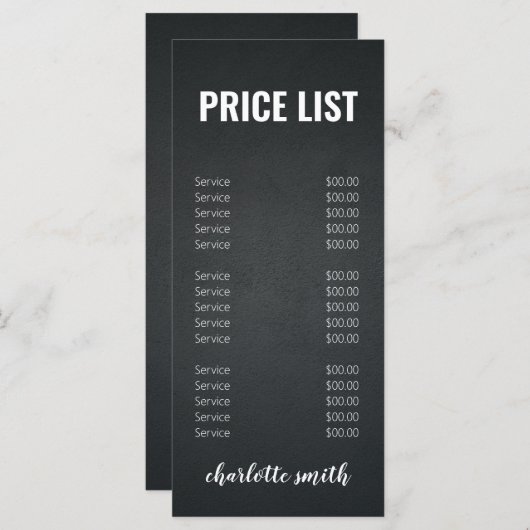 Menu Moderne prijslijst voor zwart-wit en zwart-wi (Voorkant / Achterkant)