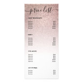 Menu Moderne Roos Gold Glitter Spa Salon Price Lis (Achterkant)