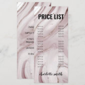 Menu Moderne roze goudmarmer Logo Salon Prijslijst (Voorkant / Achterkant)