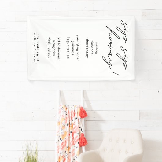 Menu Moderne Sip Sip Hooray Calligraphy Fabric Bar Spandoek (Insitu)
