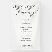 Menu Moderne Sip Sip Hooray Calligraphy Fabric Bar Spandoek (Verticaal)