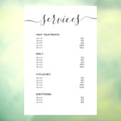 Menu Moderne White Hair Stylist Price List Service Raamsticker (Vel 3)