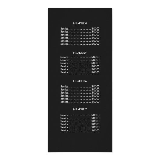 Menu Moderne, zilveren striped zwarte lijst met pr (Achterkant)