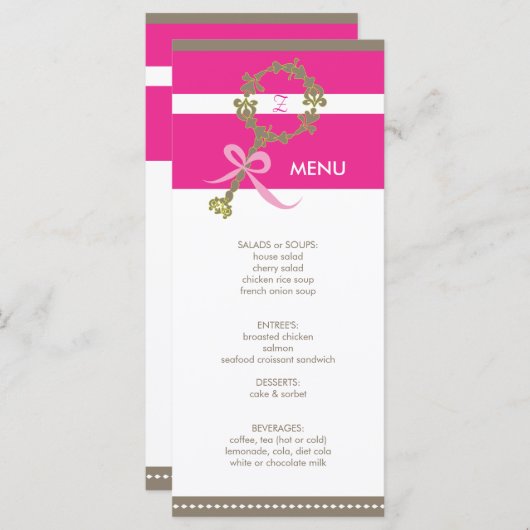 Menu Monogram Baby Rattle Shower (Voorkant / Achterkant)