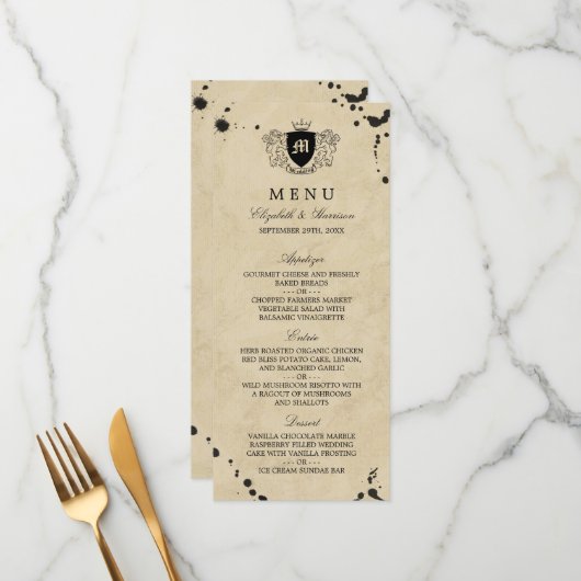 Menu  monogram en gordijngordijn (Voorkant / Achterkant in situ)