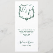menu Monogramm Crest Forest Green Wedding (Achterkant)