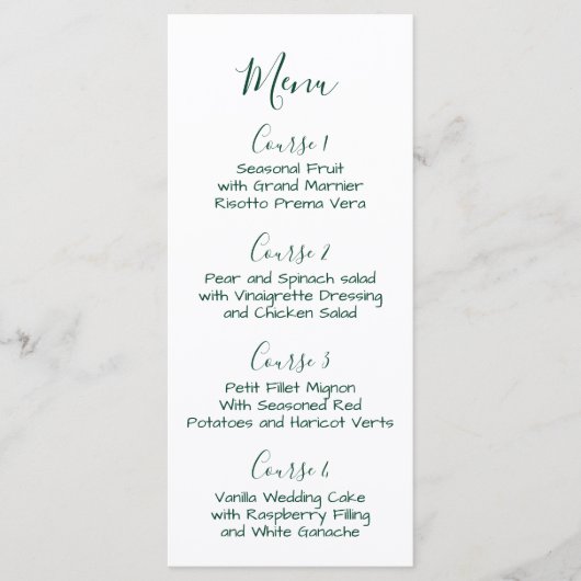 menu Monogramm Crest Forest Green Wedding (Voorkant)