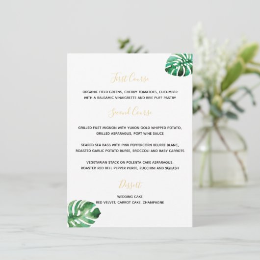 Menu Monstera Leaf (Staand voorkant)