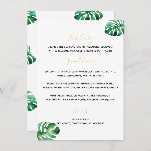 Menu Monstera Leaf (Voorkant / Achterkant)