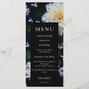 Menu Moody Dahlia Floral Wedding