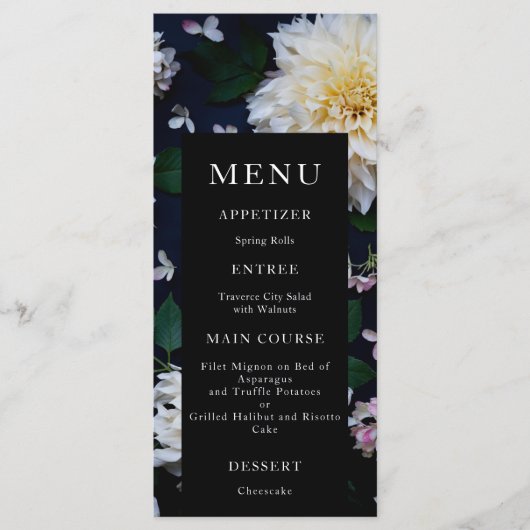 Menu Moody Dahlia Floral Wedding (Voorkant)