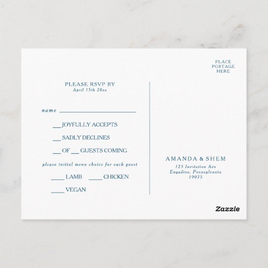 Menu Moody Ocean Waterverf Keuze RSVP-kaart (Achterkant)