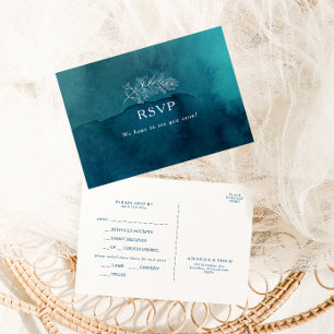 Menu Moody Ocean Waterverf Keuze RSVP-kaart