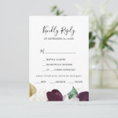Menu Moody Paarse Blooms Keuze RSVP-kaart (Staand voorkant)