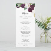 Menu Moody Paarse Blooms Weddenschap (Staand voorkant)