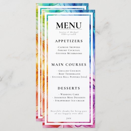 MENU + mooie tekst Eetherische Bloom (Voorkant / Achterkant)