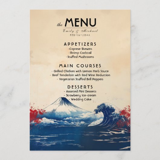 Menu + mooie tekst Japanse Harmonie met Fuji (Voorkant)