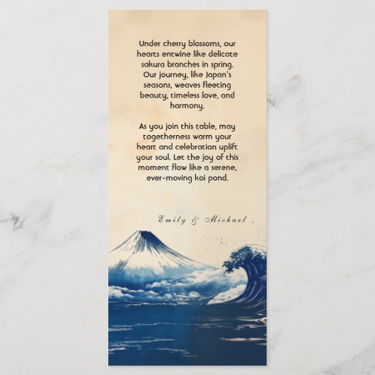 Menu + mooie tekst Japanse Harmonie met Fuji (Achterkant)
