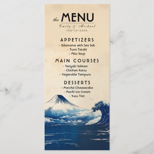 Menu + mooie tekst Japanse Harmonie met Fuji (Voorkant)