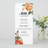 Menu + mooie tekst Marble Dreams Oranje Roos (Staand voorkant)