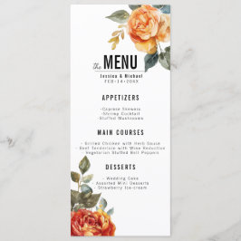 Menu + mooie tekst Marble Dreams Oranje Roos