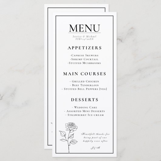 Menu + mooie tekst Tijdloze bloei (Voorkant / Achterkant)