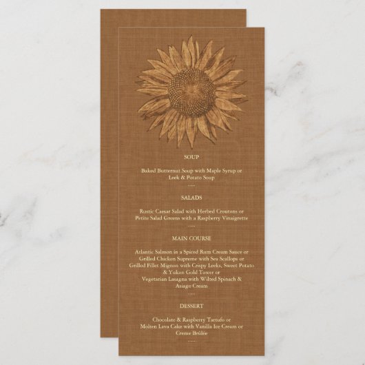 Menu Naherfst Sunflower (Voorkant / Achterkant)