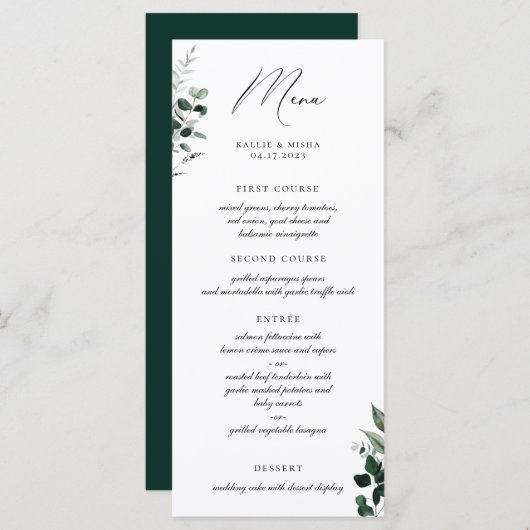 Menu Natural Botanic Greenery (Voorkant / Achterkant)