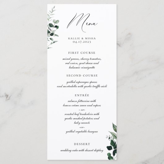 Menu Natural Botanic Greenery (Voorkant)