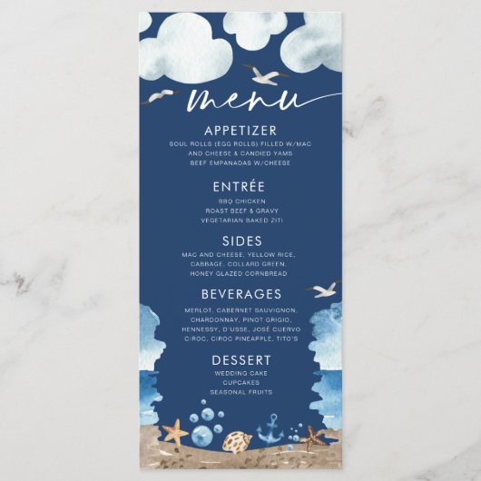 Menu Nautica Navy Baby shower (Voorkant)
