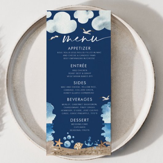 Menu Nautica Navy Baby shower