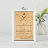 Menu Nautical Anchor Framed Paper Wedding (Staand voorkant)