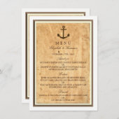 Menu Nautical Anchor Framed Paper Wedding (Voorkant / Achterkant)