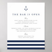 Menu Nautical Anchor Wedding Bar Poster (Voorkant)
