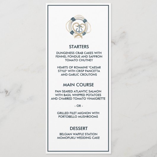 Menu Nautical Navy & White Wedding (Voorkant)
