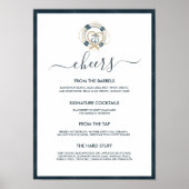 Menu Nautical Navy & White Wedding Bar Poster (Voorkant)