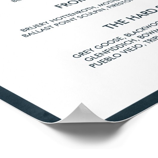 Menu Nautical Navy & White Wedding Bar Poster (Hoek)