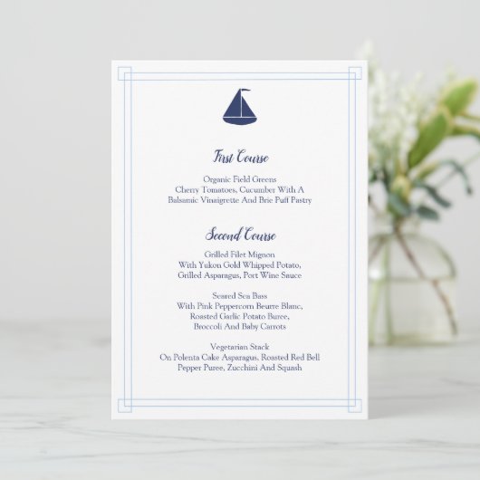 Menu Nautical Sailboat (Staand voorkant)