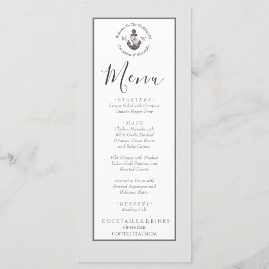 Menu Nautisch-thema bloemanker zilvergrijs (Voorkant)