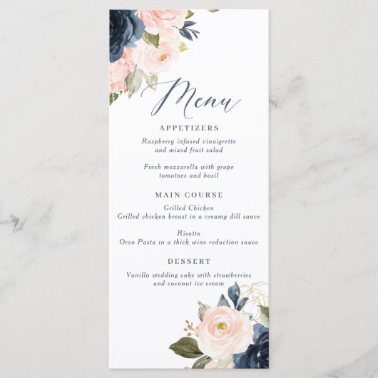 Menu Navy and Blush Pink Wedding (Voorkant)