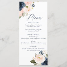 Menu Navy and Blush Pink Wedding