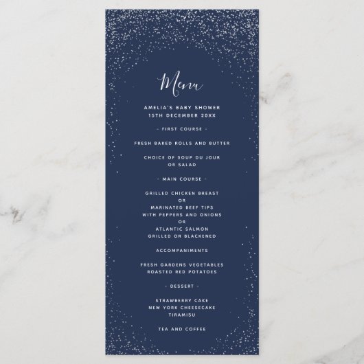 Menu Navy and Silver Faux Foil (Voorkant)