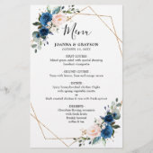 Menu Navy Blue Blush Botanical Geometric Wedding (Voorkant)