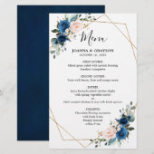 Menu Navy Blue Blush Botanical Geometric Wedding (Voorkant / Achterkant)