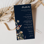 Menu Navy Blue Boho Floral Wedding<br><div class="desc">Navy Blue Boho Floral Wedding Menu. Dit stijlvolle en elegante trouwmenu bevat prachtige handbeschilderde waterverf wildbloemen die zijn gerangschikt als een mooie bouquet die perfect is voor lente-,  zomer- of valbruiloften. Zoek overeenkomende objecten in het marinesblauwe Boho Wildflower Wedding Collectie.</div>