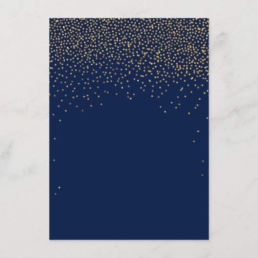 Menu Navy Blue & Glam Gold Confetti Wedding (Achterkant)