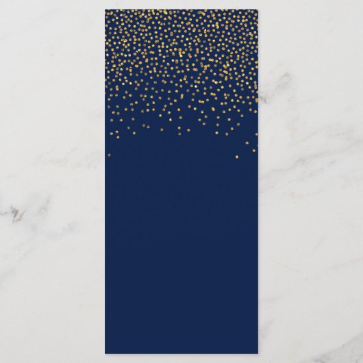 Menu Navy Blue & Glam Gold Confetti Wedding (Achterkant)