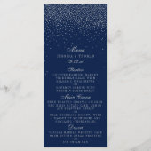 Menu Navy Blue & Glam Silver Confetti Wedding (Voorkant)
