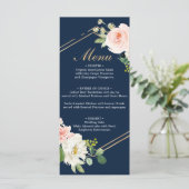 Menu Navy Blue Gold Blush Wedding (Staand voorkant)