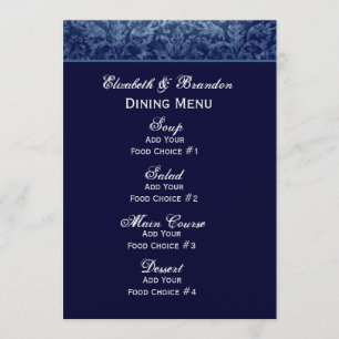 Menu Navy Blue Grunge Wedding